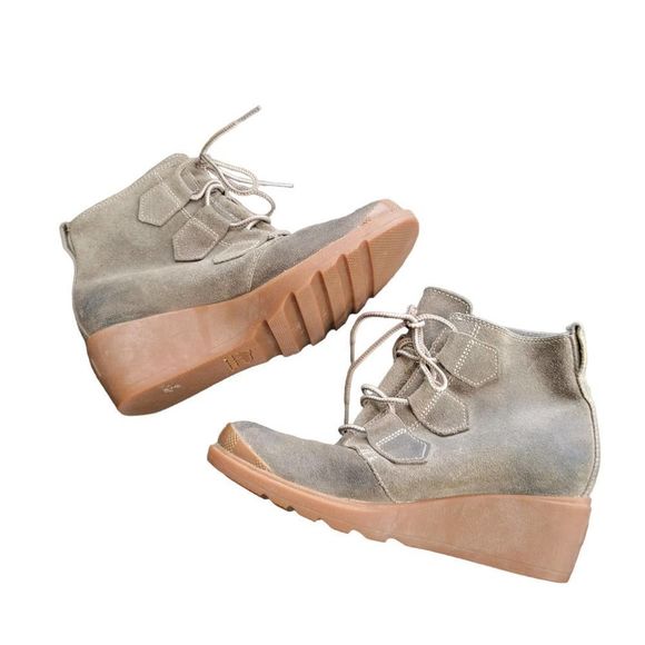 Sorel Toronto Wedge Suede Olive Green Ankle Booties NL2115-245 Women's US 6 - Picture 5 of 12